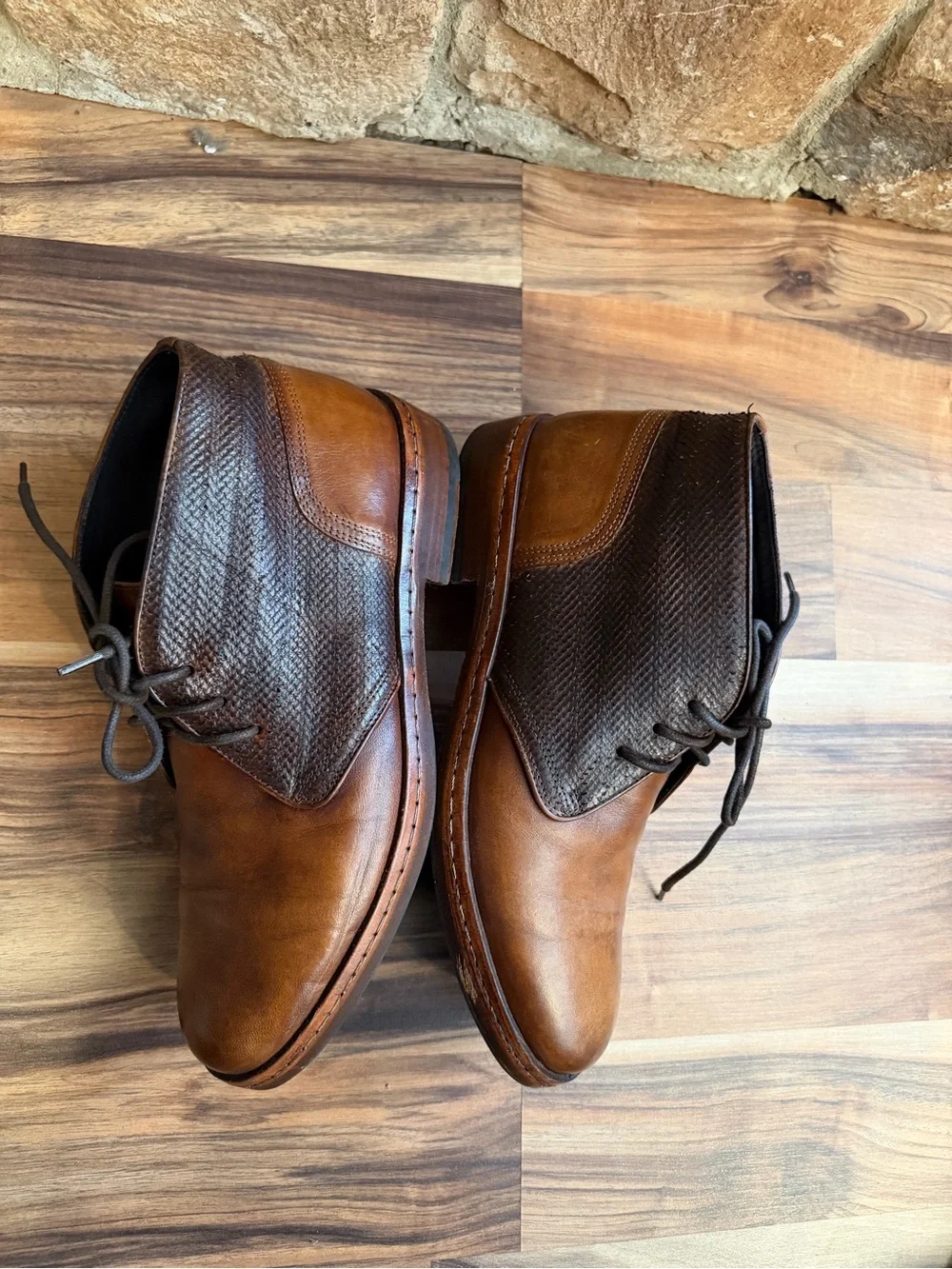 Johnston And Murphy Langley Mens Mixed Brown Chukka Leather Boots Size 9